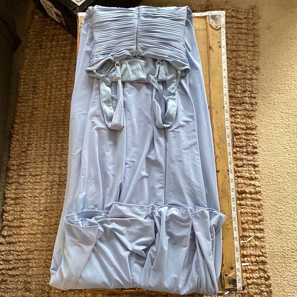 BCBGMAXAZRIA GOWN BLUE FULL LENGTH GOWN DRESS LIGHT BLUE STRETCH BOHO ETHEREAL 4 - Picture 15 of 17